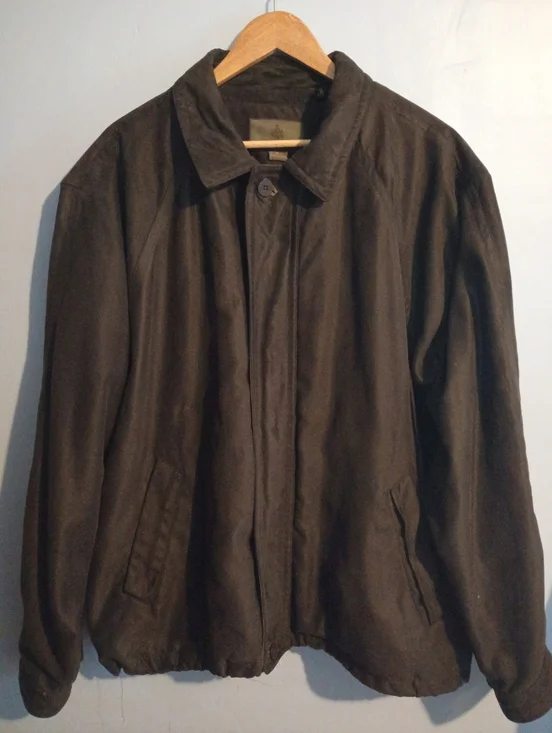 VTG 90s Rainforest Men's XL Dark Brown Suede Bomber Jacket Wool Lining - Picture 2 of 14